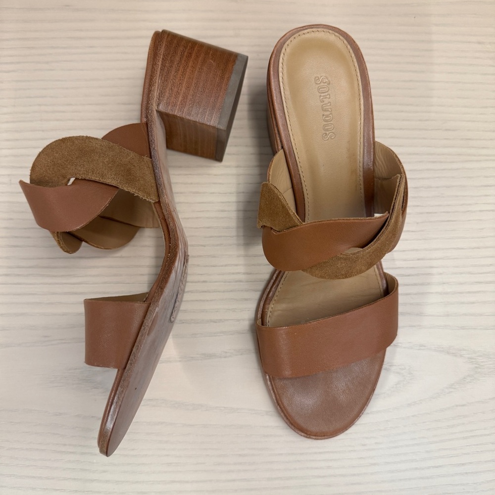 Soludos Rosie Leather & Suede Block Heel Sandals 7
